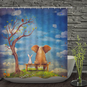 pig shower curtains fabric cute blue polyester cloth print bathroom curtains