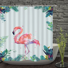 flamingo shower curtains fabric elegant pink polyester cloth print bathroom curtains