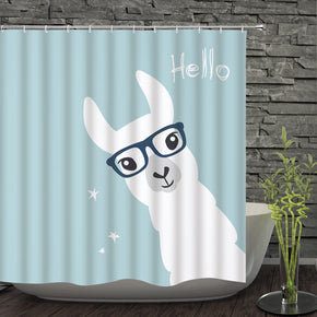sheep shower curtains fabric cute teal polyester cloth print bathroom curtains