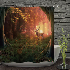 moose shower curtains fabric elegant red polyester cloth print bathroom curtains