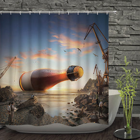 sky shower curtains fabric human skeleton blue polyester cloth print bathroom curtains