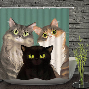 cat shower curtains fabric human skeleton colorful polyester cloth print bathroom curtains