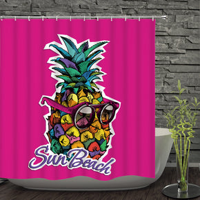 pineapple shower curtains fabric funny Rose red polyester cloth print bathroom curtains
