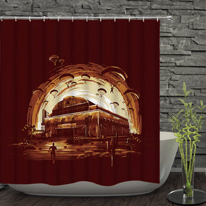 Warfare shower curtains fabric Human skeleton orange polyester cloth print bathroom curtains