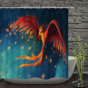 Phoenix shower curtains fabric Human skeleton red polyester cloth print bathroom curtains