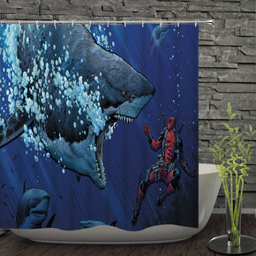 Shark shower curtains fabric awesome blue polyester cloth print bathroom curtains