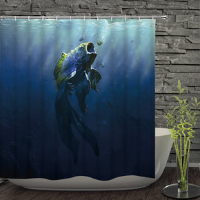 fish shower curtains fabric awesome blue polyester cloth print bathroom curtains