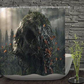 head shower curtains fabric awesome green polyester cloth print bathroom curtains