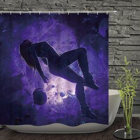 people shower curtains fabric Human skeleton blue polyester cloth print bathroom curtains