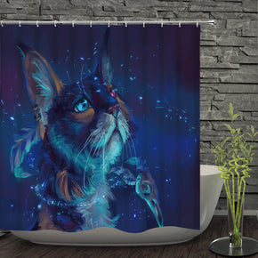 cat shower curtains fabric Human skeleton blue polyester cloth print bathroom curtains