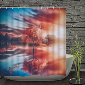 tree shower curtains fabric Human skeleton pink polyester cloth print bathroom curtains
