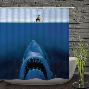 Shark shower curtains fabric awesome blue polyester cloth print bathroom curtains