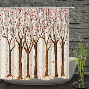 tree shower curtains fabric Human skeleton pink polyester cloth print bathroom curtains