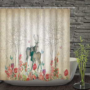 moose shower curtains fabric elegant cream polyester cloth print bathroom curtains