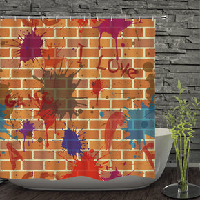 wall shower curtains fabric Human skeleton red polyester cloth print bathroom curtains