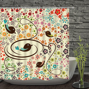 bird shower curtains fabric cute colorful polyester cloth print bathroom curtains