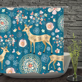 moose shower curtains fabric cute teal polyester cloth print bathroom curtains