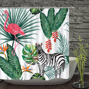 Zebra Flamingo Greenery animal shower curtains fabric Human skeleton green polyester cloth print bathroom curtains