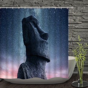 Portrait stone shower curtains fabric human skeleton blue polyester cloth print bathroom curtains