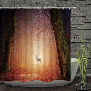 moose shower curtains fabric shabby chic colorful polyester cloth print bathroom curtains