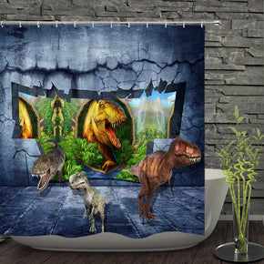 Dinosaur shower curtains fabric awesome blue polyester cloth print bathroom curtains