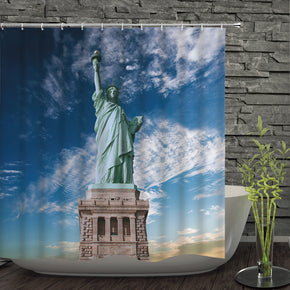 Statue of Liberty shower curtains fabric human skeleton blue polyester cloth print bathroom curtains