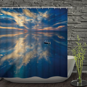 sky shower curtains fabric human skeleton blue polyester cloth print bathroom curtains