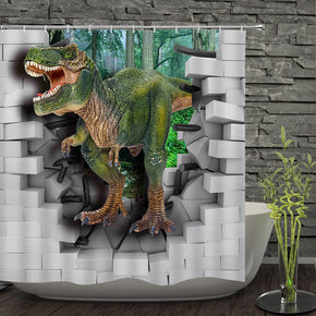 Dinosaur shower curtains fabric awesome green polyester cloth print bathroom curtains