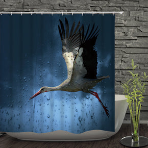 bird shower curtains fabric human skeleton blue polyester cloth print bathroom curtains