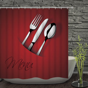 Spoon shower curtains fabric human skeleton red polyester cloth print bathroom curtains