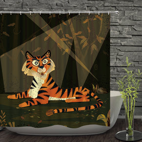 tiger shower curtains fabric cute brown polyester cloth print bathroom curtains