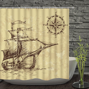 saiboat shower curtains fabric retro yellow polyester cloth print bathroom curtains