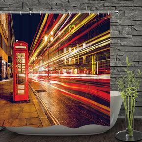 Telephone booth shower curtains fabric human skeleton red polyester cloth print bathroom curtains
