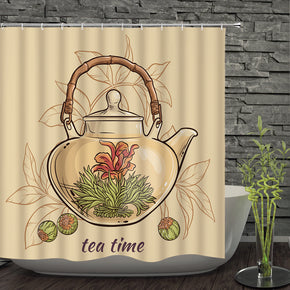 Teapot shower curtains fabric human skeleton yellow polyester cloth print bathroom curtains