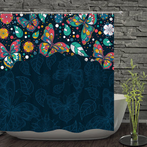 butterfly shower curtains fabric human skeleton blue polyester cloth print bathroom curtains