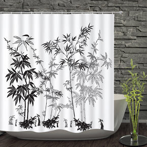 bamboo shower curtains fabric simplicity white polyester cloth print bathroom curtains