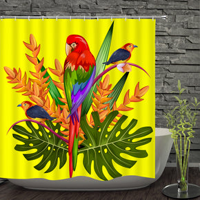 parrot shower curtains fabric shabby chic colorful polyester cloth print bathroom curtains