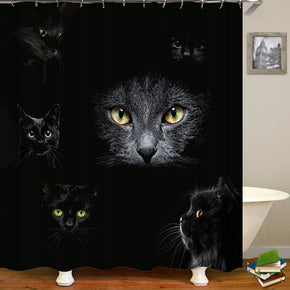 cat shower curtains fabric awesome black polyester cloth print bathroom curtains