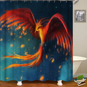 Phoenix shower curtains fabric cool teal polyester cloth print bathroom curtains