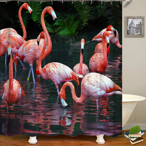 flamingo shower curtains fabric elegant pink polyester cloth print bathroom curtains