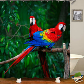 parrot shower curtains fabric modern green polyester cloth print bathroom curtains
