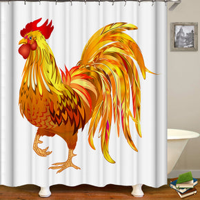 rooster shower curtains fabric shabby chic gold polyester cloth print bathroom curtains