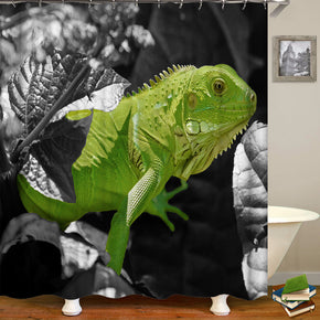 chameleon shower curtains fabric Human skeleton green polyester cloth print bathroom curtains