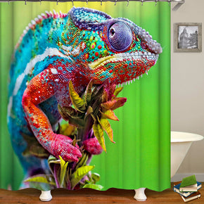 chameleon shower curtains fabric funny colorful polyester cloth print bathroom curtains