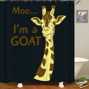 giraffe shower curtains fabric Human skeleton black polyester cloth print bathroom curtains
