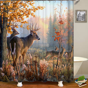 moose shower curtains fabric elegant gold polyester cloth print bathroom curtains