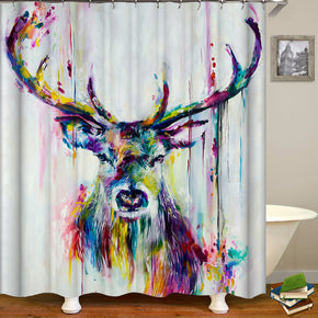 moose shower curtains fabric cool white polyester cloth print bathroom curtains