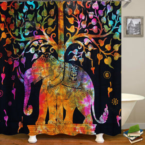 Elephant shower curtains fabric luxury colorful polyester cloth print bathroom curtains
