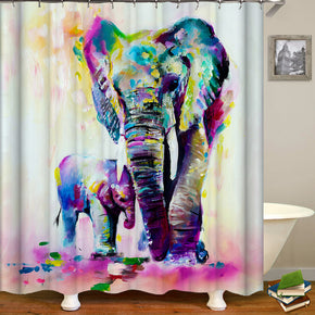 Elephant shower curtains fabric Human skeleton colorful polyester cloth print bathroom curtains