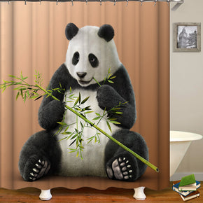 panda shower curtains fabric cute black polyester cloth print bathroom curtains